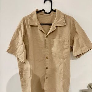 SHEIN Men's Beige Casual Button Down Shirt